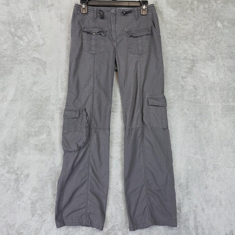 Brandy Melville Cargo Pants Womens One Size Gray Cotton Twill Casual Pockets